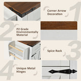 Runesay White Mdf Base with Mdf Wood Top Rolling Kitchen Island (28.75-in x 53.5-in x 36.5-in)