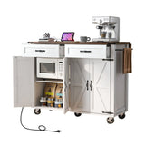 Runesay White Mdf Base with Mdf Wood Top Rolling Kitchen Island (28.75-in x 53.5-in x 36.5-in)