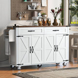 Runesay White Mdf Base with Mdf Wood Top Rolling Kitchen Island (28.75-in x 53.5-in x 36.5-in)
