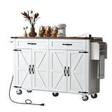 Runesay White Mdf Base with Mdf Wood Top Rolling Kitchen Island (28.75-in x 53.5-in x 36.5-in)