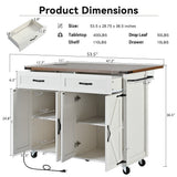 Runesay White Mdf Base with Mdf Wood Top Rolling Kitchen Island (28.75-in x 53.5-in x 36.5-in)
