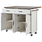 Runesay White Mdf Base with Mdf Wood Top Rolling Kitchen Island (28.75-in x 53.5-in x 36.5-in)