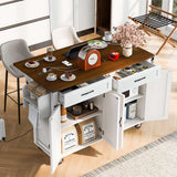 Runesay White Mdf Base with Mdf Wood Top Rolling Kitchen Island (28.75-in x 53.5-in x 36.5-in)