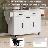 Runesay White Mdf Base with Mdf Wood Top Rolling Kitchen Island (20.55-in x 51.06-in x 35.04-in)