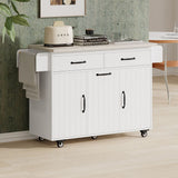 Runesay White Mdf Base with Mdf Wood Top Rolling Kitchen Island (20.55-in x 51.06-in x 35.04-in)