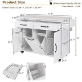 Runesay White Mdf Base with Mdf Wood Top Rolling Kitchen Island (20.55-in x 51.06-in x 35.04-in)