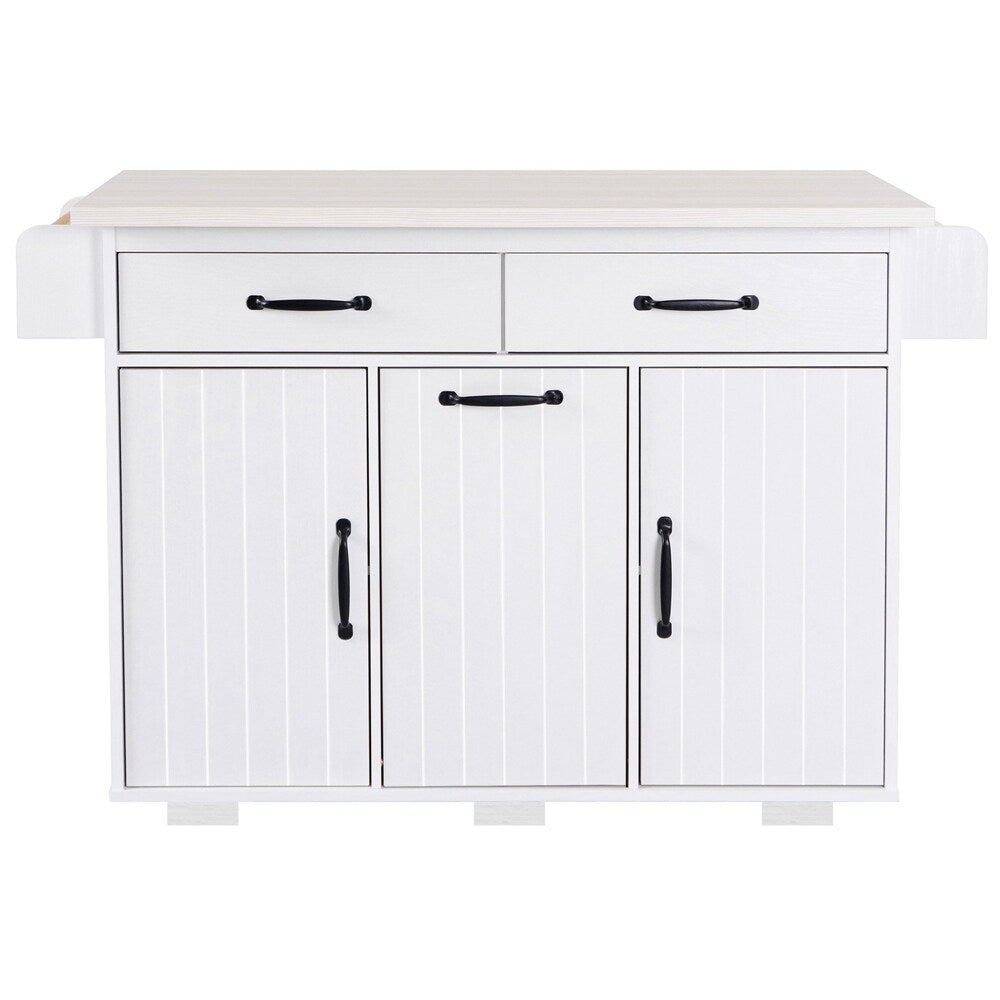 Runesay White Mdf Base with Mdf Wood Top Rolling Kitchen Island (20.55-in x 51.06-in x 35.04-in)