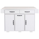 Runesay White Mdf Base with Mdf Wood Top Rolling Kitchen Island (20.55-in x 51.06-in x 35.04-in)