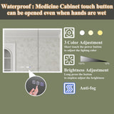 ExBrite Luvia 40-in x 30-in Lighted LED Fog Free Surface/Recessed Mount Silver Mirrored Soft Close Medicine Cabinet with Outlet