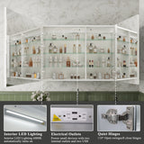 ExBrite Luvia 40-in x 30-in Lighted LED Fog Free Surface/Recessed Mount Silver Mirrored Soft Close Medicine Cabinet with Outlet