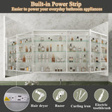 ExBrite Luvia 40-in x 30-in Lighted LED Fog Free Surface/Recessed Mount Silver Mirrored Soft Close Medicine Cabinet with Outlet