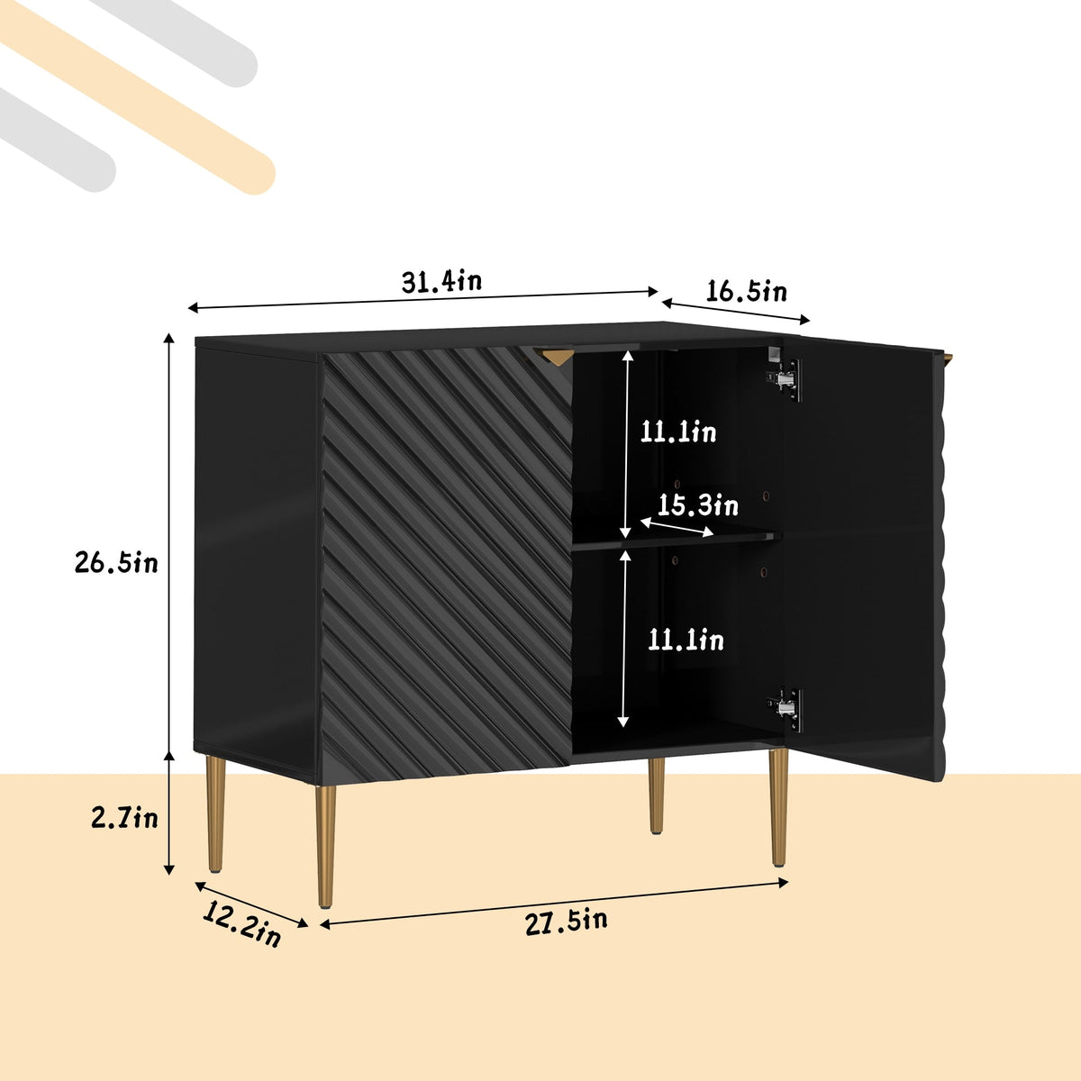 Clihome 15.75-in W x 31-in H Mdf Black Freestanding Utility Storage Cabinet