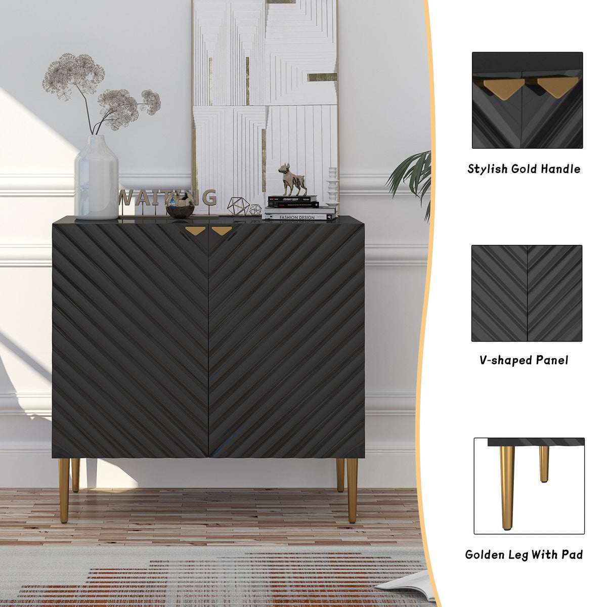 Clihome 15.75-in W x 31-in H Mdf Black Freestanding Utility Storage Cabinet