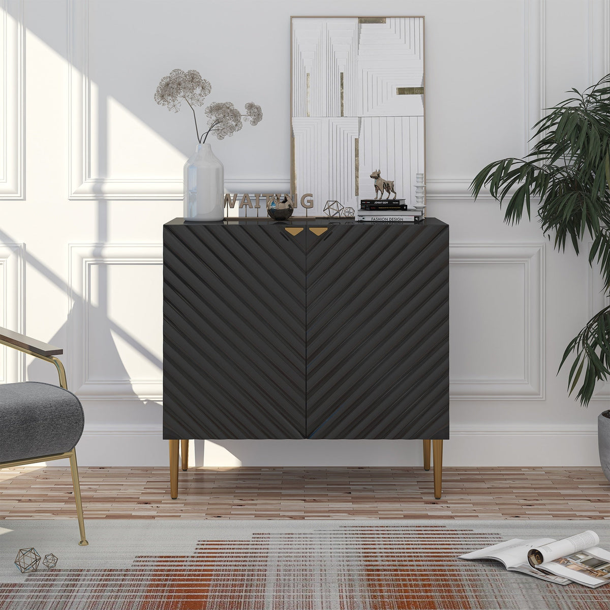 Clihome 15.75-in W x 31-in H Mdf Black Freestanding Utility Storage Cabinet