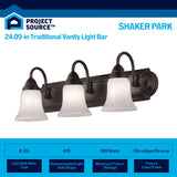 Portfolio Shaker Park 3-Light 24.09-in Oil-Rubbed Bronze Vanity Light with White Glass Shades
