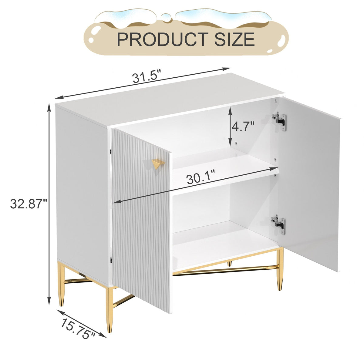 Clihome 15.75-in W x 32.87-in H Mdf White Freestanding Utility Storage Cabinet