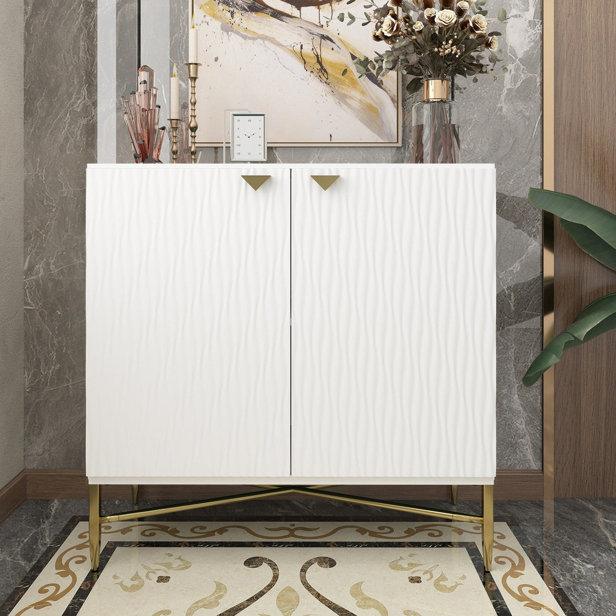 Clihome 15.75-in W x 32.87-in H Mdf White Freestanding Utility Storage Cabinet