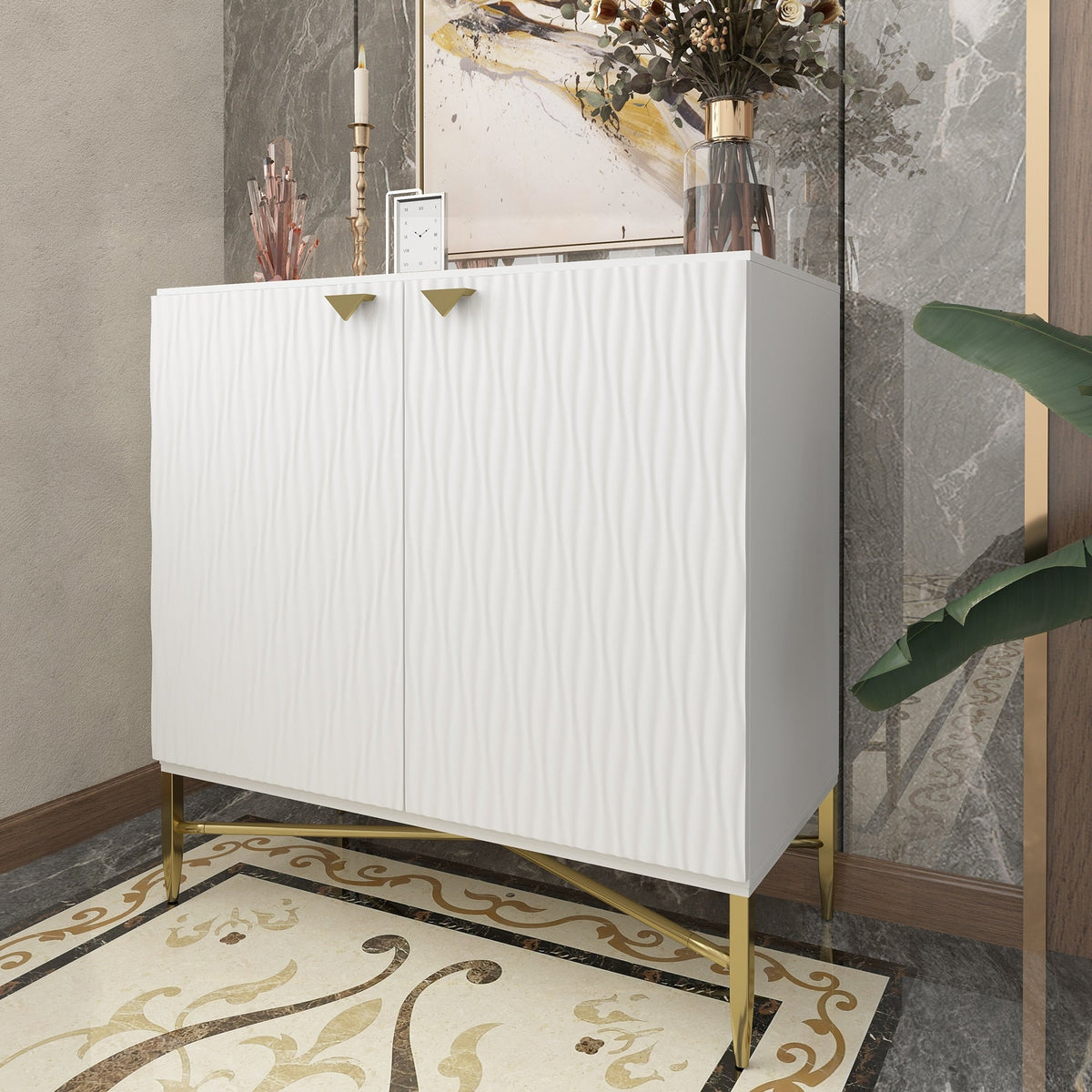 Clihome 15.75-in W x 32.87-in H Mdf White Freestanding Utility Storage Cabinet