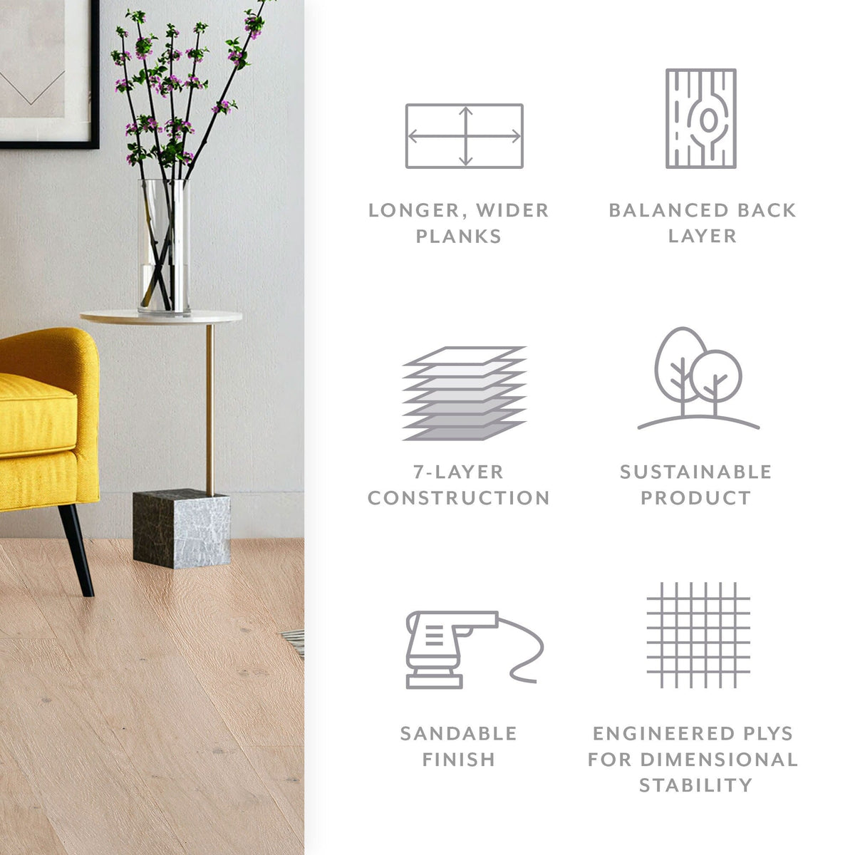 Element Flooring Irving Park Dewdrop European White Oak 8-33/50-in W x 9/16-in T x Varying Length Wirebrushed Water Resistant Engineered Hardwood Flooring (31.25-sq ft / Carton)