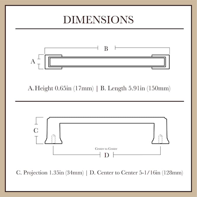 allen + roth Beaumont (128Mm) Center to Center Rectangular Handle Drawer Pull