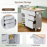 BABOOM White Wood Base with Wood Top Kitchen Island (29.5-in x 50.3-in x 36.6-in)