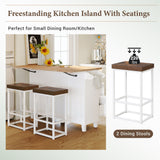 BABOOM White Wood Base with Wood Top Kitchen Island (29.5-in x 50.3-in x 36.6-in)