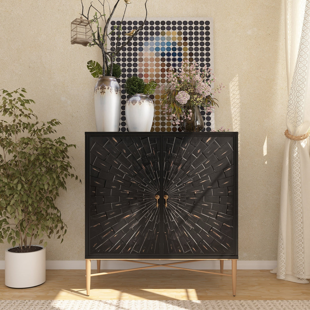 Clihome 15.75-in W x 31.63-in H Mdf Black Freestanding Utility Storage Cabinet