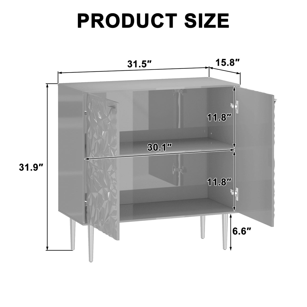Clihome 15.75-in W x 31.93-in H Mdf Black Freestanding Utility Storage Cabinet