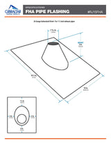 Galvanized Plumber’s Roof Pipe Flashing, 1-1/2 in (Mill Finish)