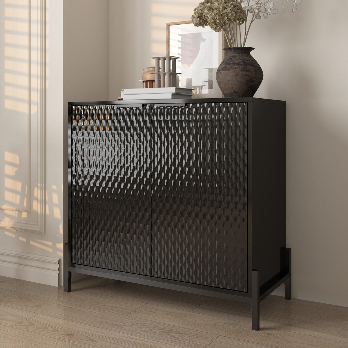 Clihome 15.67-in W x 31.5-in H Mdf Black Freestanding Utility Storage Cabinet
