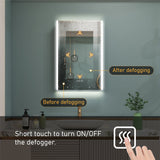 WELLFOR CHIC 20-in x 30-in Lighted LED Fog Free Surface Mount Black Mirrored Soft Close Medicine Cabinet with Outlet
