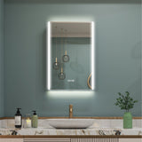 WELLFOR CHIC 20-in x 30-in Lighted LED Fog Free Surface Mount Black Mirrored Soft Close Medicine Cabinet with Outlet