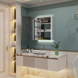 WELLFOR CHIC 20-in x 30-in Lighted LED Fog Free Surface Mount Black Mirrored Soft Close Medicine Cabinet with Outlet