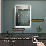 WELLFOR CHIC 24-in x 30-in Lighted LED Fog Free Surface Mount Black Mirrored Soft Close Medicine Cabinet with Outlet