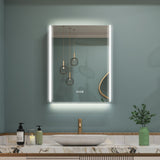 WELLFOR CHIC 24-in x 30-in Lighted LED Fog Free Surface Mount Black Mirrored Soft Close Medicine Cabinet with Outlet