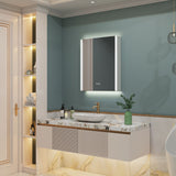 WELLFOR CHIC 24-in x 30-in Lighted LED Fog Free Surface Mount Black Mirrored Soft Close Medicine Cabinet with Outlet