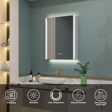 WELLFOR CHIC 24-in x 30-in Lighted LED Fog Free Surface Mount Black Mirrored Soft Close Medicine Cabinet with Outlet