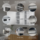 WELLFOR CHIC 48-in x 30-in Lighted LED Fog Free Surface Mount Black Mirrored Soft Close Medicine Cabinet with Outlet