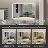 WELLFOR CHIC 48-in x 30-in Lighted LED Fog Free Surface Mount Black Mirrored Soft Close Medicine Cabinet with Outlet