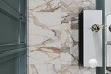Satori Calacatta Dorado 24-in x 48-in Polished Porcelain Marble Look Floor and Wall Tile (7.75-sq. ft/ Piece)