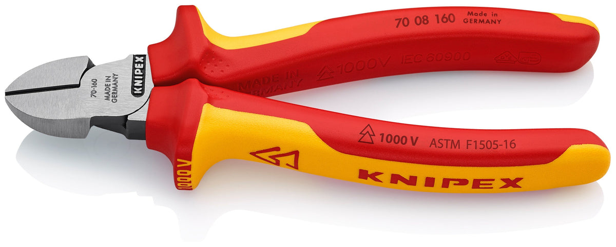 KNIPEX 6.25-in Cutting Pliers, VDE 1000V Insulated, Chrome Vanadium Steel