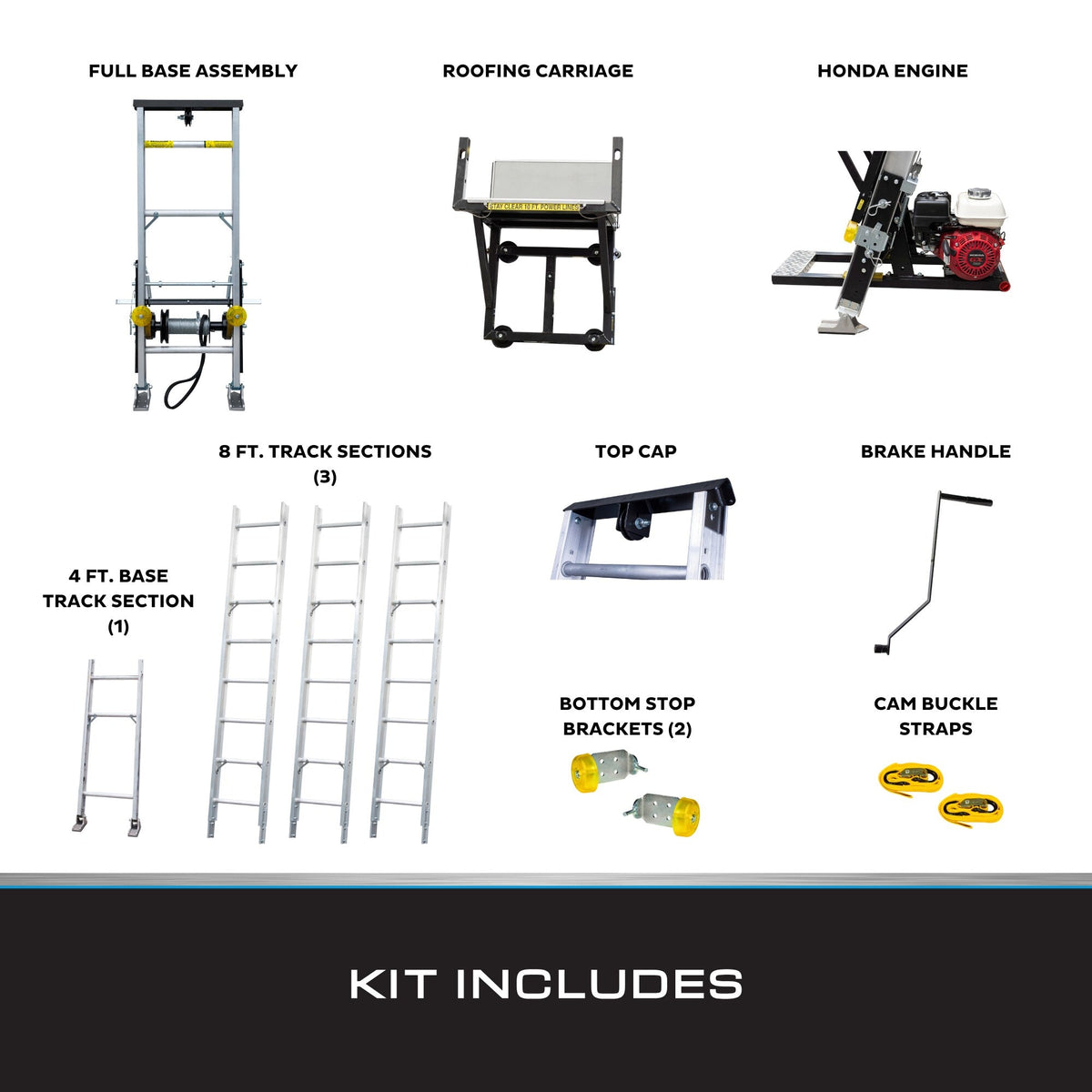 Tie Down TranzPorter TP250 Roofing Platform Ladder Hoist with Honda Engine, 44-ft Reach, 250-lb Capacity
