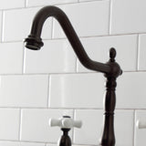 Elements of Design Oil-Rubbed Bronze 2-Handle Deck-Mount Bridge Kitchen Faucet with Porcelain Cross Handles