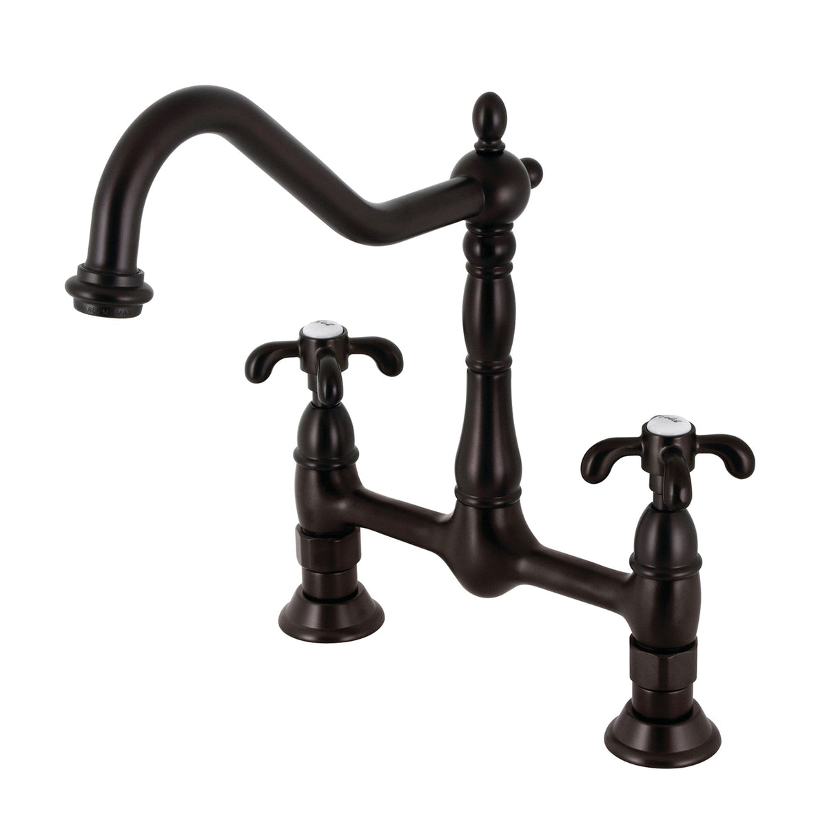 Elements of Design French Country Oil-Rubbed Bronze 2-Handle Deck-Mount Bridge Kitchen Faucet, 1.8 GPM