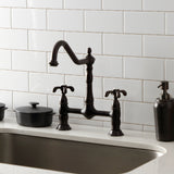 Elements of Design French Country Oil-Rubbed Bronze 2-Handle Deck-Mount Bridge Kitchen Faucet, 1.8 GPM