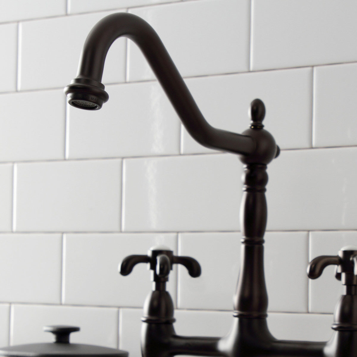 Elements of Design French Country Oil-Rubbed Bronze 2-Handle Deck-Mount Bridge Kitchen Faucet, 1.8 GPM