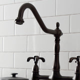 Elements of Design French Country Oil-Rubbed Bronze 2-Handle Deck-Mount Bridge Kitchen Faucet, 1.8 GPM