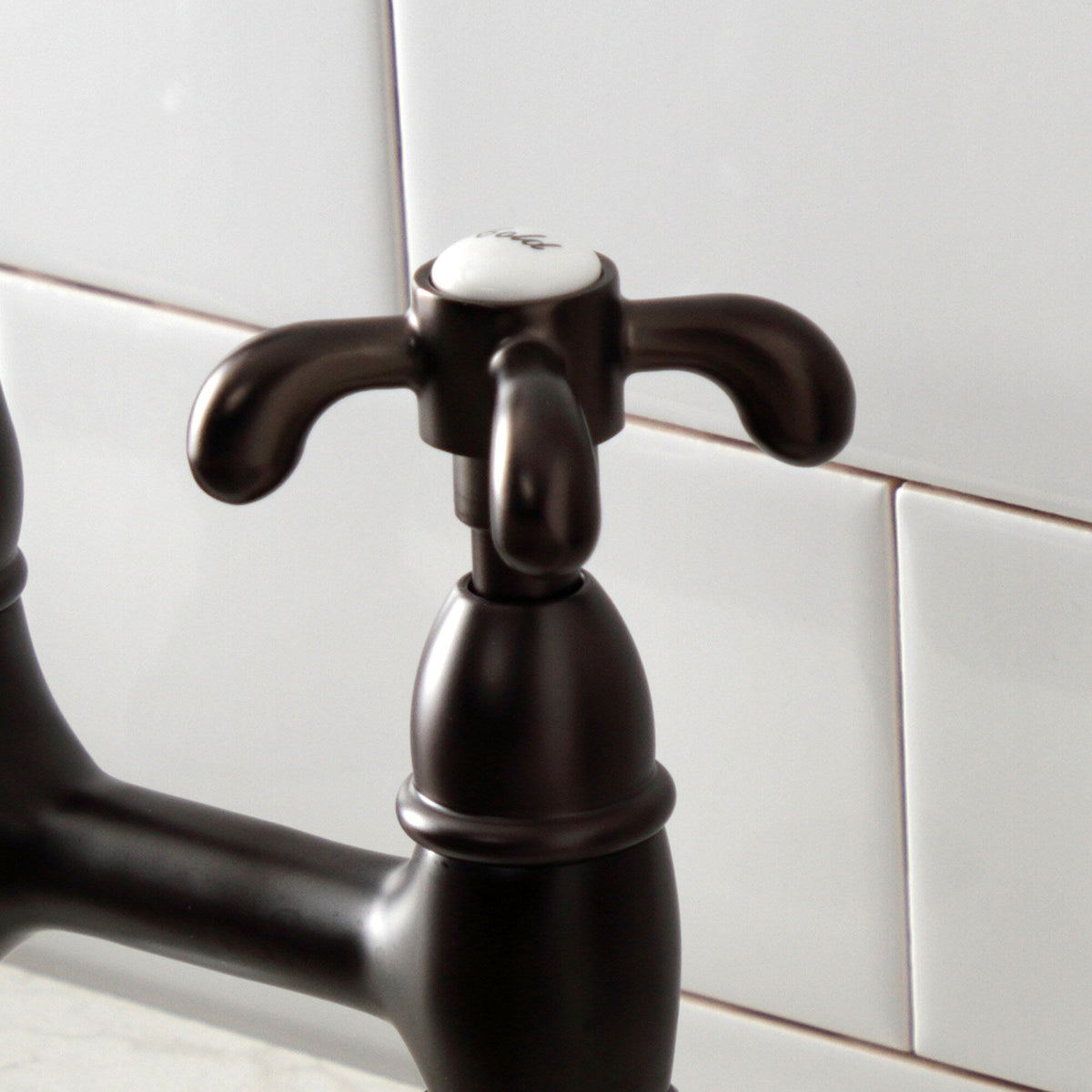 Elements of Design French Country Oil-Rubbed Bronze 2-Handle Deck-Mount Bridge Kitchen Faucet, 1.8 GPM