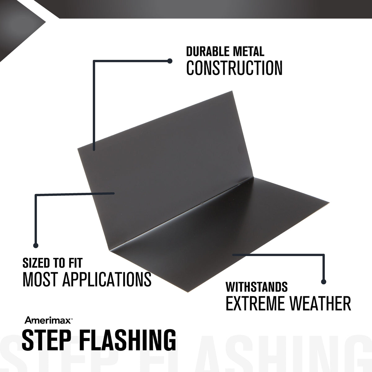 Amerimax 50-Pack 4-in x 8-in Black Galvanized Steel Step Flashing