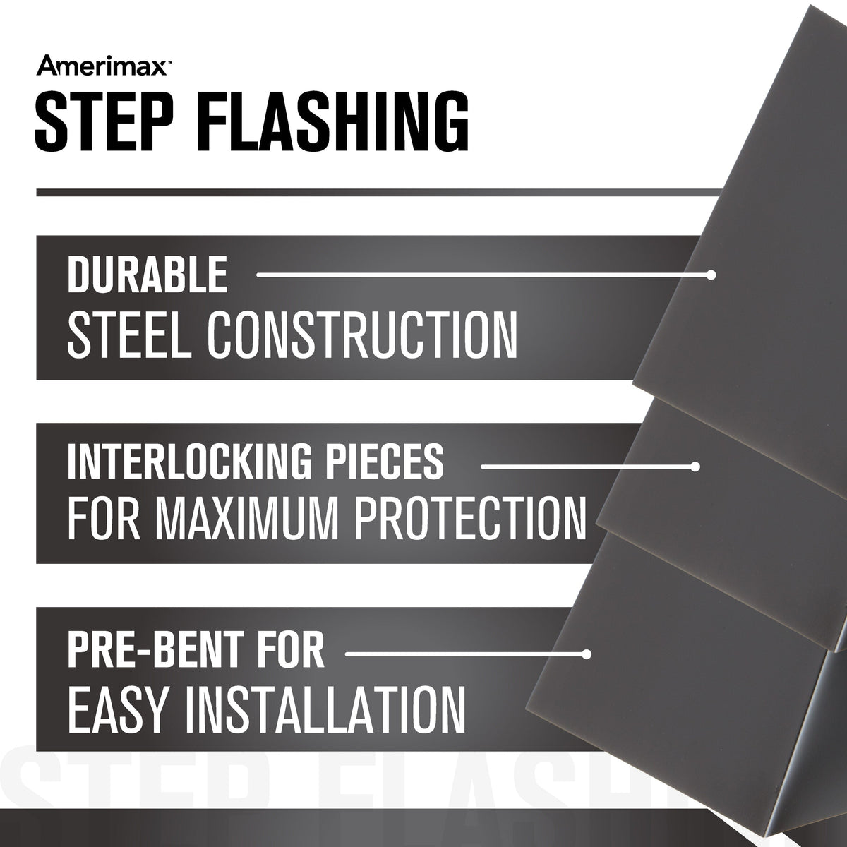 Amerimax 50-Pack 4-in x 8-in Black Galvanized Steel Step Flashing